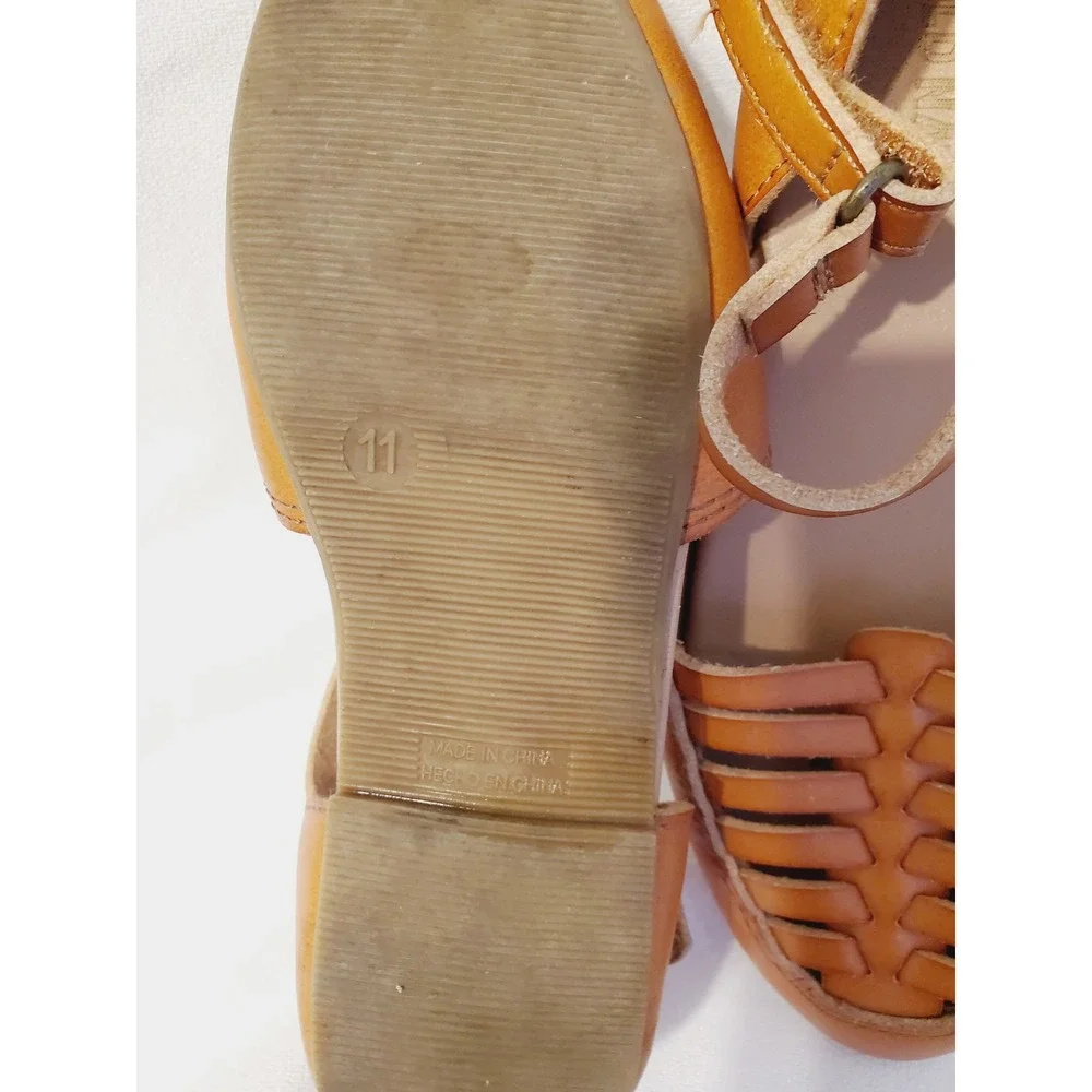 Old Navy Girls Tan Brown Huarache Woven Cage Toe Ankle Strap Sandals Size 11